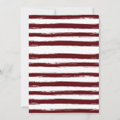 おしゃれなマルサラ フローラル バーガンディ ストライプ 結婚式 招待状 (裏面)