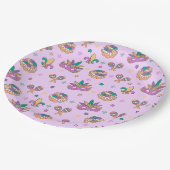 おしゃれなマルディ・グラ キングケーキ パーティー プレート (アングル)