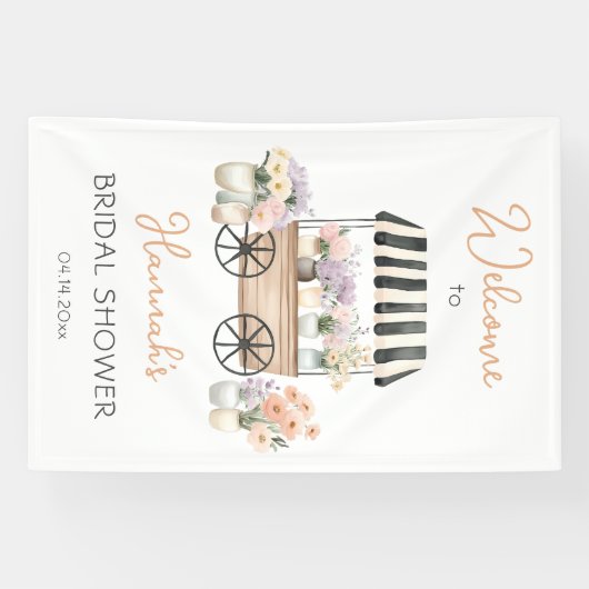 おしゃれなマーケットスタイルの花のブライダルシャワーのご案内 横断幕 (横)