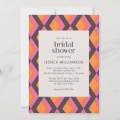 おしゃれなミッドセンチュリー モダン ピンク ブラウン ブライダルシャワー 招待状 (正面)