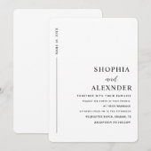 おしゃれなミニマリストのシンプルな黒と白 招待状 (正面/裏面)