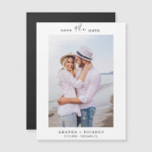 おしゃれなミニマリストの写真付き結婚式のご案内マグネット (正面/裏面)