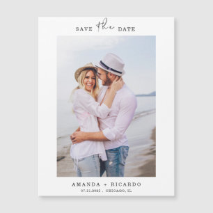 おしゃれなミニマリストの写真付き結婚式のご案内マグネット