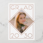 おしゃれなミニマリストゴールド箔卒業発表 箔招待状 (正面)