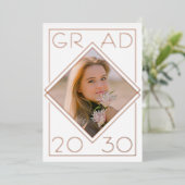 おしゃれなミニマリストゴールド箔卒業発表 箔招待状 (立ち正面)