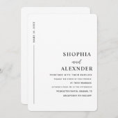 おしゃれなミニマリスト シンプルな黒と白 招待状 (正面/裏面)