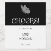 おしゃれなミニマリスト タイポグラフィー バタフライ ブライダルシャワー ワインラベル (シングルラベル)