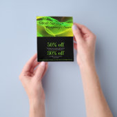 おしゃれなミニマリスト フェミニン ライムグリーン 抽象的な チラシ (手)