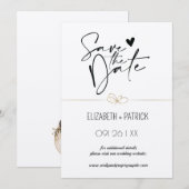 おしゃれなミニマリスト、ラブラブのフクロウたち - 結婚式の日程を保存してね 招待状 (正面/裏面)