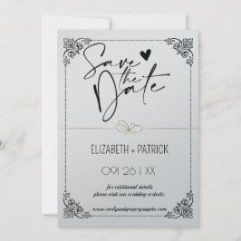 おしゃれなミニマリスト、ラブラブのフクロウたち - 結婚式の日程を保存してね 招待状