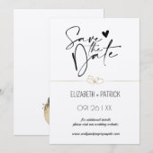 おしゃれなミニマリスト、ラブラブのフクロウたち - 結婚式の日程を保存してね 招待状 (正面/裏面)