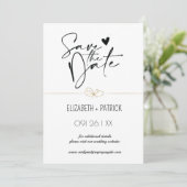 おしゃれなミニマリスト、ラブラブのフクロウたち - 結婚式の日程を保存してね 招待状 (スタンド正面)