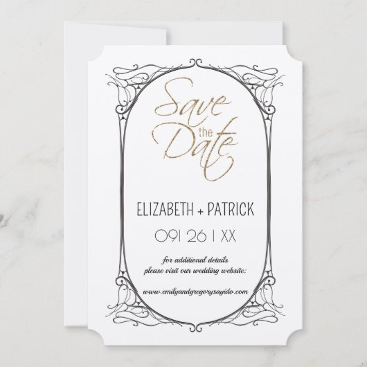 おしゃれなミニマリスト、恋するフクロウたち　保存日付のお知らせ 招待状 (正面)