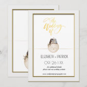 おしゃれなミニマリスト、恋するフクロウたち　保存日付のお知らせ 招待状 (正面/裏面)