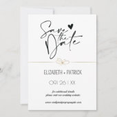 おしゃれなミニマリスト、恋するフクロウたち　保存日付のお知らせ 招待状 (正面)