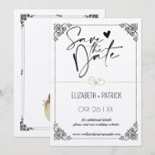 おしゃれなミニマリスト、恋するフクロウたち　保存日付のお知らせ 招待状 (正面/裏面)