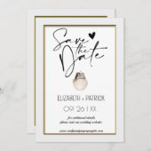 おしゃれなミニマリスト、恋するフクロウたち　保存日付のお知らせ 招待状 (正面/裏面)