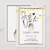 おしゃれなミニマリスト、恋するフクロウたち　保存日付 招待状 (正面/裏面)