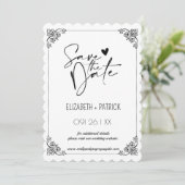 おしゃれなミニマリスト、恋するフクロウの結婚式のお知らせ 招待状 (スタンド正面)