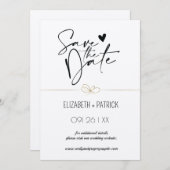 おしゃれなミニマリスト、恋するフクロウの結婚式のお知らせ 招待状 (正面/裏面)