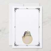 おしゃれなミニマリスト、恋するフクロウの結婚式のお知らせ 招待状 (裏面)