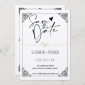 おしゃれなミニマリスト、恋するフクロウの結婚式のお知らせ 招待状 (正面/裏面)