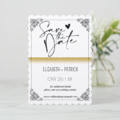 おしゃれなミニマリスト、恋するフクロウの結婚式のお知らせ 招待状 (スタンド正面)