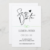 おしゃれなミニマリスト、恋するフクロウの結婚式のお知らせ 招待状 (正面/裏面)