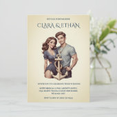 おしゃれなミニマルな海事ウェディング招待状 招待状 (スタンド正面)