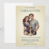 おしゃれなミニマルな海事ウェディング招待状 招待状 (正面/裏面)