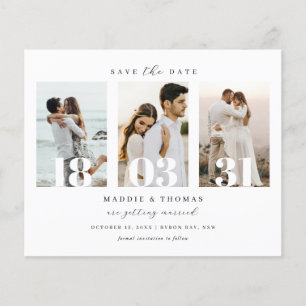 おしゃれなミニマルな現代の写真付き Save the Date チラシ