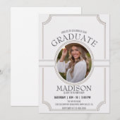 おしゃれなミニマルな誕生日と卒業の案内 招待状 (正面/裏面)