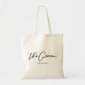 おしゃれなミニマルウェディング 新郎カスタマイズトートバッグ トートバッグ (正面)