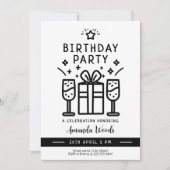 おしゃれなミニマルバースデーパーティー 招待状 (正面)