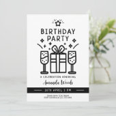 おしゃれなミニマルバースデーパーティー 招待状 (スタンド正面)