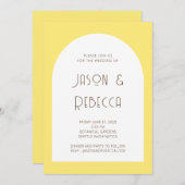 おしゃれなミニマルパステルイエローオールインワン結婚式 招待状 (正面/裏面)