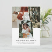 おしゃれなミニマルフォト TWENTY ONE 21歳の誕生日 招待状 (スタンド正面)