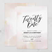 おしゃれなミニマル水彩 21歳の誕生日 招待状 (正面/裏面)