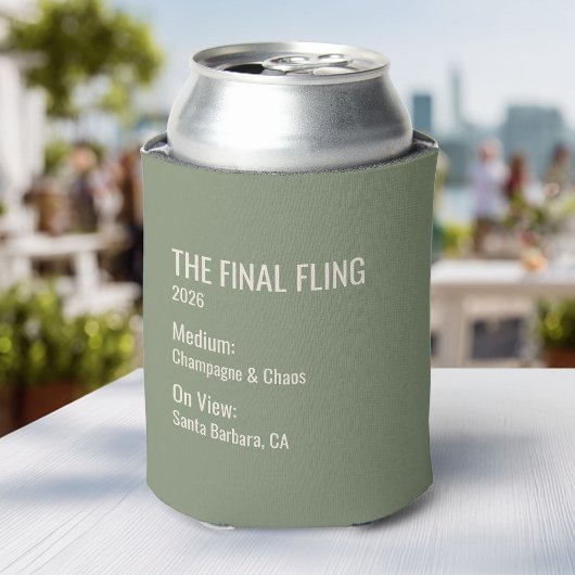 おしゃれなミニマル美術館ラベル ブライズメイドパーティーの記念品 缶クーラー