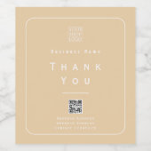 おしゃれなミニマル お礼 ビジネス ロゴ ベージュ ワインラベル (シングルラベル)