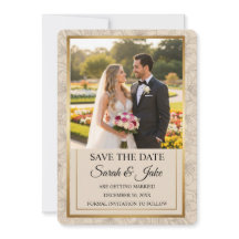 おしゃれなミニマル ゴールドフレーム & 花柄