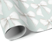 おしゃれなミントグリーンと白のハートの花嫁のシャワー ラッピングペーパー (ロールコーナー)