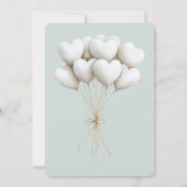 おしゃれなミントグリーンと白のハートの誕生日 招待状 (裏面)