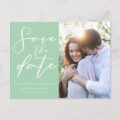 おしゃれなミントグリーンのカップル写真　保存してね 案内ポストカード (正面)