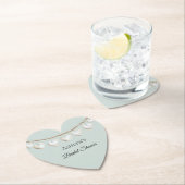 おしゃれなミントグリーンホワイトハートのブライダルシャワー ペーパーコースター (インサイチュ)