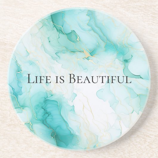 おしゃれなミントホワイトゴールドのブライズシャワー コースター (正面)