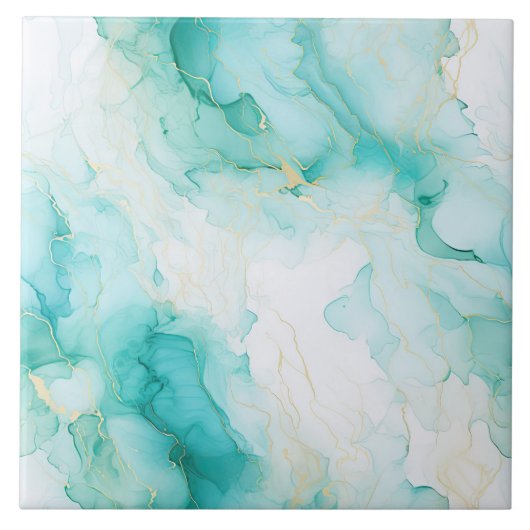 おしゃれなミントホワイトゴールドのブライズシャワー タイル (正面)