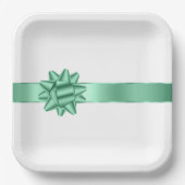 おしゃれなミントリボンとボウの誕生日 ペーパープレート (正面)