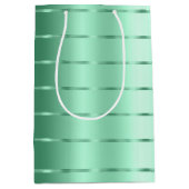 おしゃれなミントリボン ボウ ブライダルシャワー ミディアムペーパーバッグ (正面)