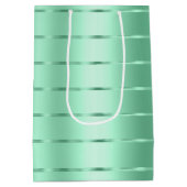 おしゃれなミントリボン ボウ ブライダルシャワー ミディアムペーパーバッグ (裏面)